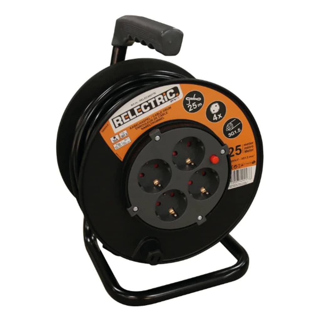 Zeca ZEEL4325 Kabelhaspel met PVC kabel 3 stroomgeleiders - H05VVF - 3x2,5mm² - 10m Zeca ZEEL4325 Kabelhaspel met PVC kabel 3 stroomgeleiders - H05VVF - 3x2,5mm² - 10m