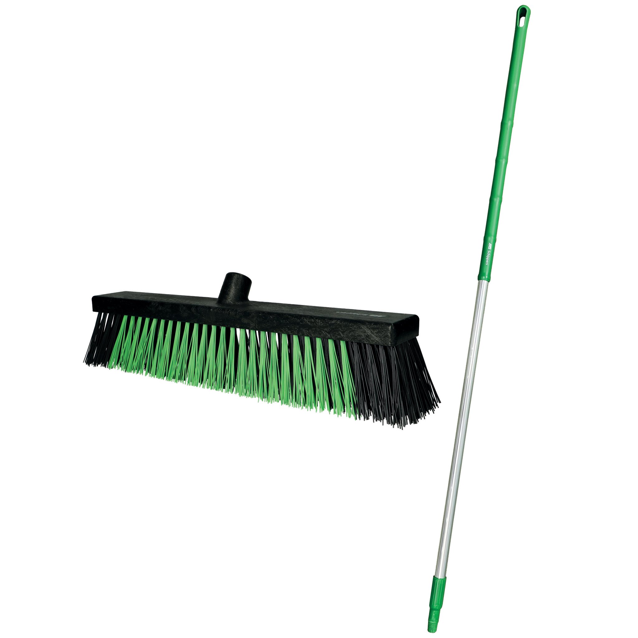 Spare part image MS Straatbezem hard polyester 45 cm + steel 150 cm, zwart/groen