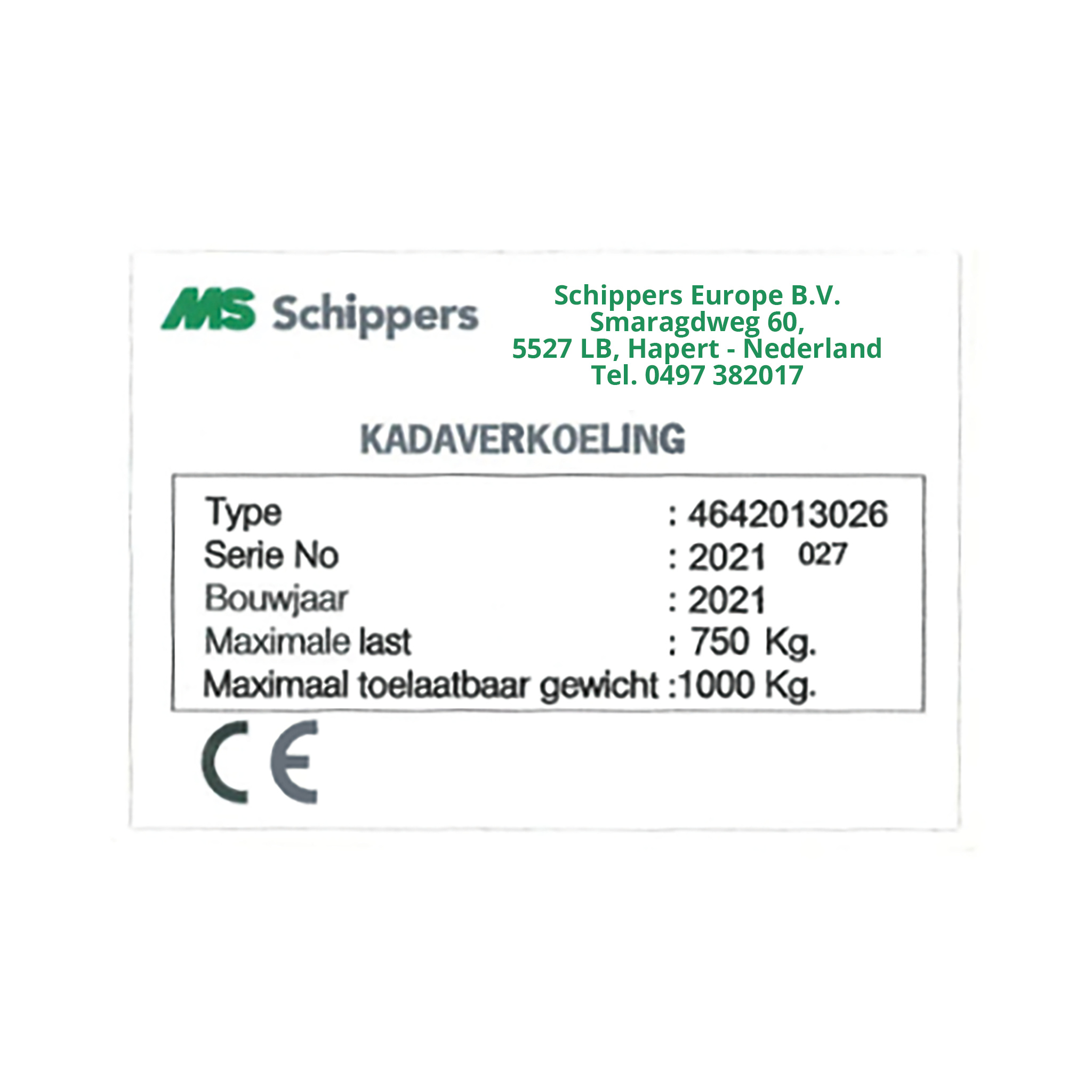 Spare part image Set typeplaatjes (2 st.) tbv MS Carcass Cooler